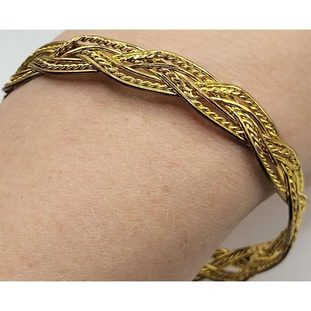 Made in India Braided Goldtone Bangle Bracelet 2.75in diameter